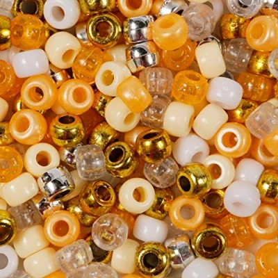 Image of Golden Dream Pony Beads Mix 200 Pieces Mixed Gold Orange Size 9mm x 6mm