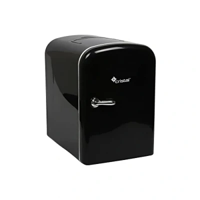 Image of Cristal MNBX4 Compact Mini Cooler Fridge 4 Litre, 6 Can Portable AC+DC Power For Bedrooms, Cars, Offices; Skincare, Makeup, Cosmetics, Food (Black)