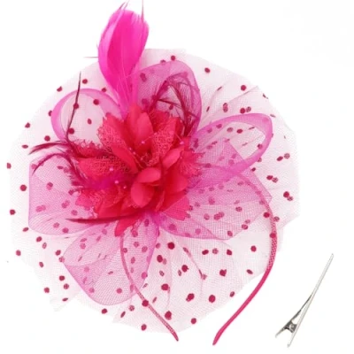Image of DRESHOW Fascinators Hat Feather Headband Women&#039;s Tea Party Headwear with Clip Flower Head Band for Girls &amp; Women