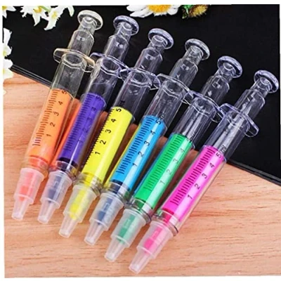 Image of Froiny Pack Of 6 Mixed Colour Syringe Pens with Black Ink Great Nurse Novelty Pen Stationary Set or Doctor Medical Student Stationery