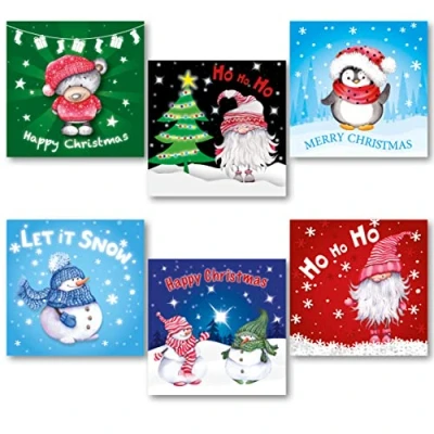 Image of Charity Christmas Cards Pack of 30. Each Card Multipack has 6 Different Bumper Designs. Ecofriendly, Recyclable, Plastic Free Cards, envelopes and Box. Blank Inside.