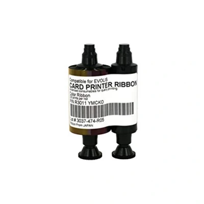 Image of R3011 YMCKO Ribbon for Evolis Pebble Dualys 3 Securion Card Printers, 200 Prints