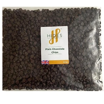 Image of Hides Fine Foods Plain Chocolate Chips 500g GMO Free Suitable for Vegetarians Baking Desserts Cookies Ganache Muffins Cakesicles Cakes Cupcakes Tempering Mocha