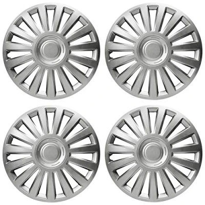 Image of UKB4C 15&quot; Lux Multi Spoke Wheel Trims Hub Caps Covers Protectors Set of 4 ABS Plastic