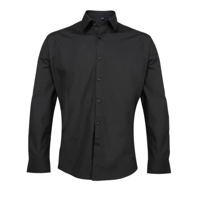 Image of Premier Mens Supreme Heavier Weight Poplin Long Sleeve Work Shirt (Black) Size 15R