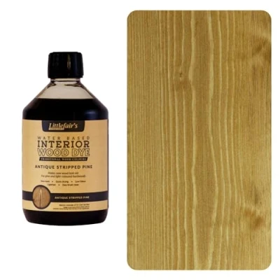 Image of Littlefair&#039;s Wood Stain Water Based 500 ml Indoor Furniture Light &amp; Dark Finishes Special Non Toxic Eco Friendly Formula for Crafts Color: Antique Stripped Pine
