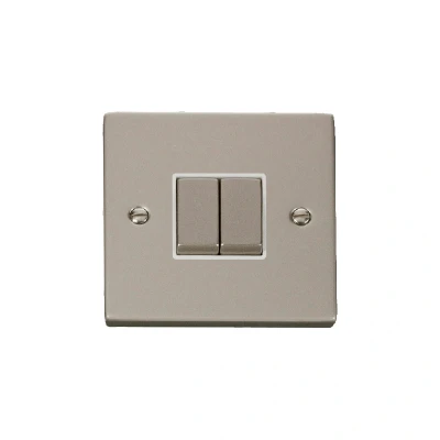 Image of Click Deco 2 Gang Way Ingot 10AX Switch Pearl Nickel White Inserts