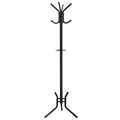 Image of SONGMICS Rack, Coat, Metal Hall Tree, Free Standing, 49 x 176 cm, 12 Hooks, for Clothes, Hats, Bags, Black RCR17B, cm