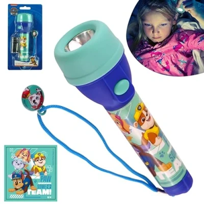 Image of SRV Hub Paw Patrol Non Slip Grip Big Torch 16cm 2X 1.5V AA Batteries Included, LED Super Bright Plastic Flashlights for Christmas, Birthday and Thanksgiving Gifts 3+4