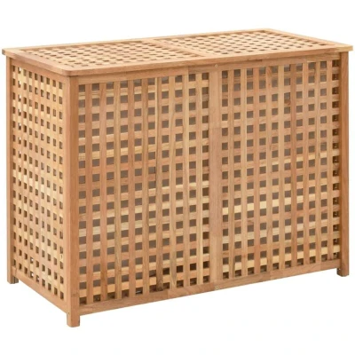 Image of vidaXL Laundry Bin 87.5x46x67 cm Solid Walnut Wood