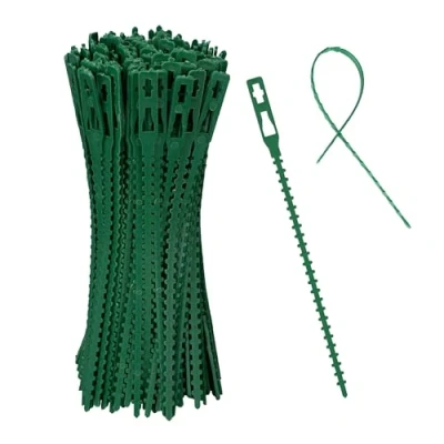Image of G4GADGET 17cm Adjustable 200 Plant Ties Long Plastic Garden Support Tree