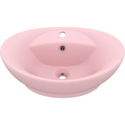 Image of vidaXL Luxury Basin Overflow Oval Matt Pink 58.5x39 cm Ceramic