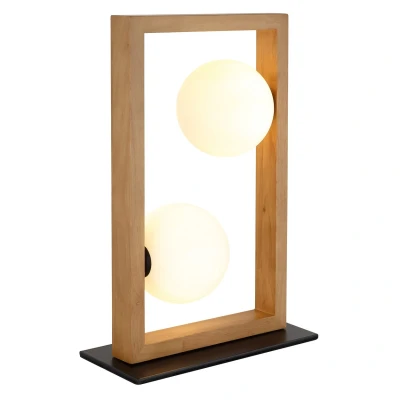 Image of Nanda Globe Table Lamp Matt Black Balls Opal Glass Shade 2x G9