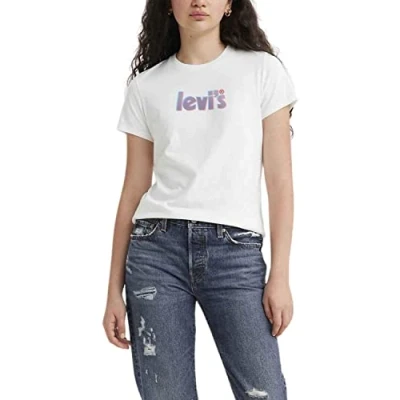 Image of Levi&#039;s Women&#039;s The Perfect Tee Poster Logo T Shirt, Bright White, S