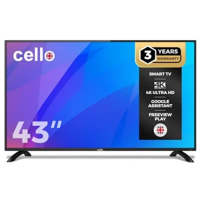 Image of Cello Y22ZG0234 Google 43 inch Smart Android TV, 3 Years Warranty, Freeview Play, Assistant, Chromecast, Disney+, Prime Video, Apple TV+, BBC iPlayer Full HD 1080p, Made in the UK