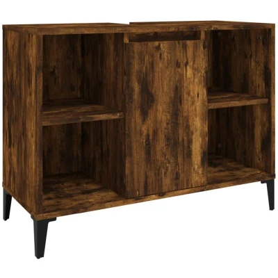 Image of vidaXL Sink Cabinet Smoked Oak 80x33x60 cm Engineered Wood