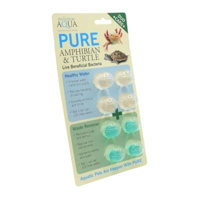 Image of Evolution Aqua PURE Amphibian &amp; Turtle Aquarium Cleaner Algae Remover Beneficial Bacteria Treatment for Crystal Clear Water, Suitable Axolotls, Turtles Frogs