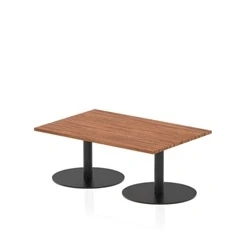 Image of Italia 1200 x 800mm Rectangular Coffee Table Walnut Top 475mm High Black Leg