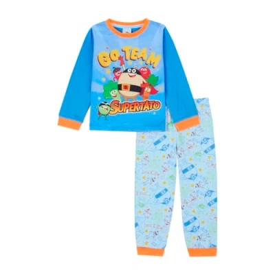 Image of Supertato Boys Pyjamas Toddler Kids Cotton PJ Set. Ahes 2 to 7 Years Old, Official Superato Merchandise 3 Blue