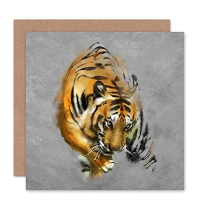 Image of Wee Blue Coo PAINTING TIGER CAT ANIMAL WILD WATERCOLOUR BLANK GREETINGS BIRTHDAY CARD