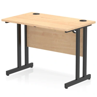 Image of Impulse 1000 x 600mm Straight Desk Maple Top Black Cantilever Leg