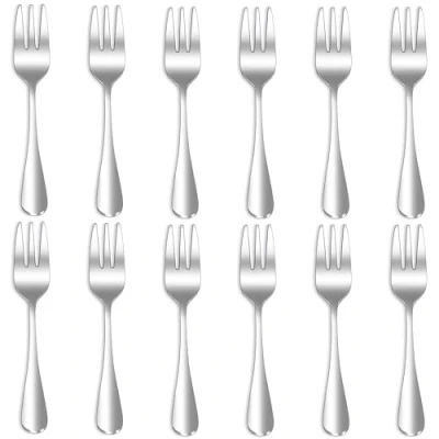 Image of QUCHER 12 Pcs Cake Fork,Dessert Forks Stainless Steel Set