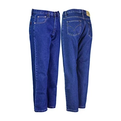 Image of Mens Heavy Duty Jeans Hard Wearing Casual Denim Work Big Sizes Waist 30 to 64 and Inside Leg 31 Inches (Leg 48, Stonewash)