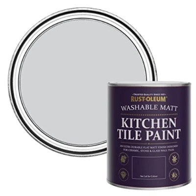 Image of Rust Oleum Grey water resistant Kitchen Tile Paint in Matt Finish Lilac Rhapsody 750ml