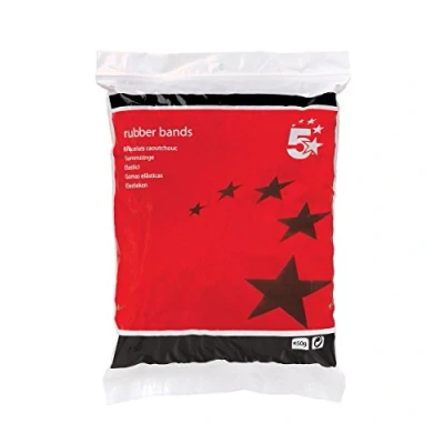 Image of 5 Star Office Rubber Bands No.18 Each 76x1.5mm Approx 1600 [Bag 0.454kg], Brown