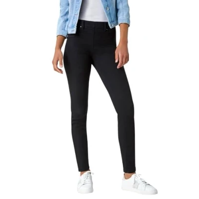 Image of Roman Originals Jeggings for Women UK Jean Ladies Stretchy Trousers Denim Leggings High Waist Rise Pull On Skinny Straight Leg Cotton Pants Smart Casual Black (31 inch) Size 14