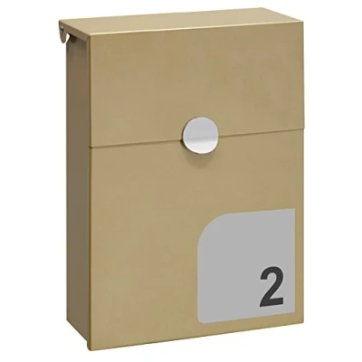 Image of ARREGUI Tondo E6725 SIL Galvanised Steel Letterbox Individually Marked with Your House Number Size S (A5) Gold Silver
