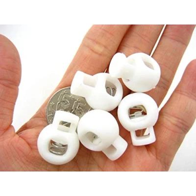 Image of UK Stock 10pcs White Round Toggles Cord Adjusters Stopper Spring Loaded Lock
