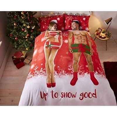 Image of Catherine Lansfield Up To Snow Good Easy Care Double Duvet Set Red