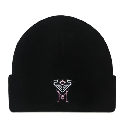 Image of Mitchell &amp; Ness Inter Miami CF Black MLS Great White Herons Cuff Knit Beanie Hat Black/Light Pink, Black, One size