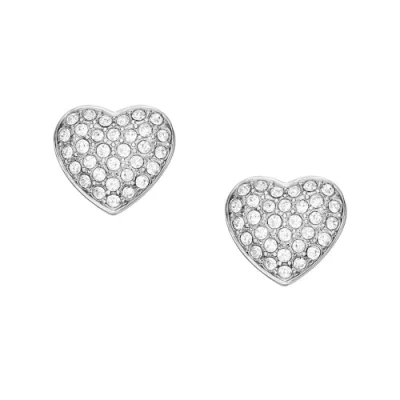 Image of Fossil Women&#039;s Sadie Glitz Heart Stainless Steel Stud Earrings, JF04676040