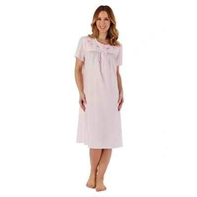 Image of Slenderella Ladies Polycotton Embroidered Nightdress ND55201 Pink 24 26