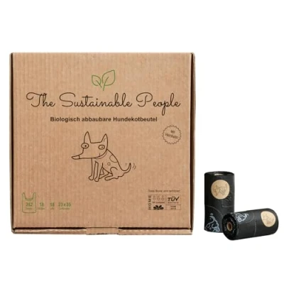 Image of TSP Premium 100% Compostable Poop Bags with handles Starch Based Biodegradable, compliant OK compost HOME and EN13432 (no OXO, free from d2w, epi, PE) (9x13,8 Inches) (18 Rolls (252 bags))