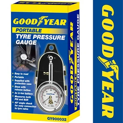 Image of Goodyear Tyre Pressure Gauge With Case Precision Measurement Easy Read Display Durable Construction Compact &amp; Portable Includes Storage For Convenient Use Ideal Cars, Trucks, Motorcycles