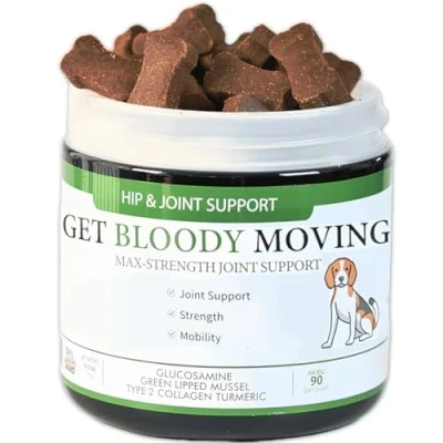 Image of Adult Dog Joint Supplements for Stiff Older Dogs. 90 tasty soft chew hip tablets