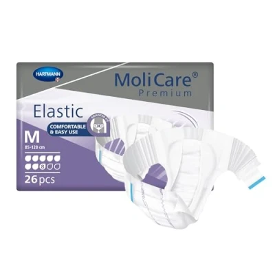 Image of MoliCare Premium Elastic Unisex Disposable Slip: Discreet Use for Woman and Men with Incontinence; 8 Drops, Size M, Pack of 26