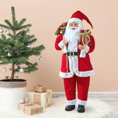 Image of Marco Paul Interiors Traditional 80cm Standing Santa Claus Christmas decorations Indoor Home Xmas Festive Figure Father Ornaments Decor