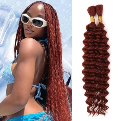 Image of Human Hair Braiding Curly Bulk For Bundles Wet and Wavy No Weft Boho Braids (350#, 20 Inch(50g/Bundle x2))