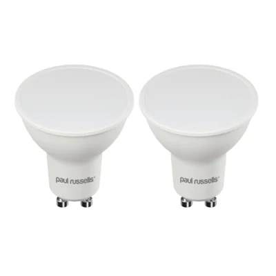 Image of paul russells LED Light Bulbs GU10, 35w Spotlight Bulb Equivalent, 4W 320LM Bulbs, Cool White 4000K, Frosted GU10 Spotlight, Energy Saving Pack of 2