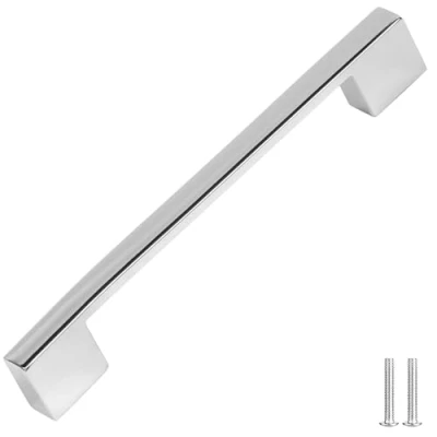 Image of Decoranddecor Dimora Pull Handle D Shape Rectangular Profile Zinc (224mm, Polished Chrome, 1 Pack)