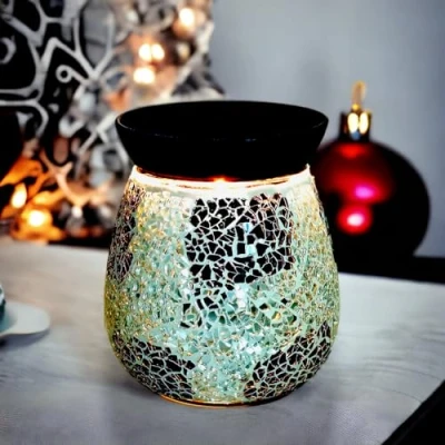 Image of Tooltime Electric Silver Mirror Mosaic Wax Tart Melt Burner Lamp Scented Aroma Warmer