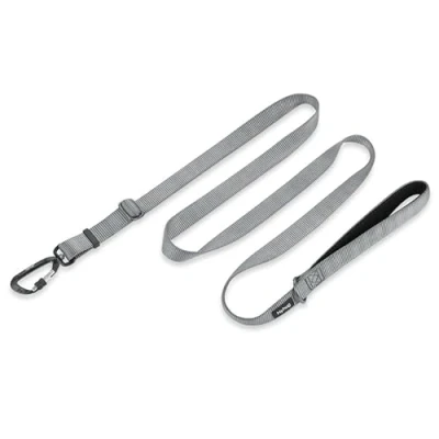 Image of Hyhug Pets Upgraded Adjustable Between 4 Feet and 6 Lead with Sturdy Nylon Super Soft Neoprene lined Handle for Small Medium Large Giant Dogs. (Large, Sleet Gray)
