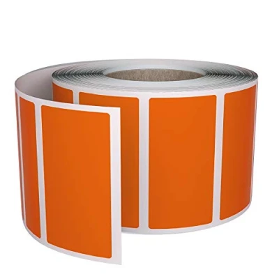 Image of Royal Green Orange Rectangle Stickers Writable Surface 4cm x 2cm (40mm 19mm) Rectangular Label Rolls for Color Coding 500 Pack