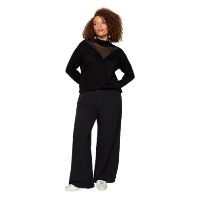 Image of Trendyol Women&#039;s Straight Long Sleeve Relaxed Sweater in Plus Size, Black, 5XL