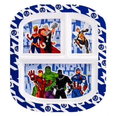 Image of Zawadi Global Avengers 3 Section Reusable Childrens Kids Toddlers Divided Breakfast Lunch Dinner Plate