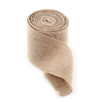 Image of Jute Ribbon, roll, Wide Natural Fabric Craft roll 10 metres of Burlap (10 cm)
